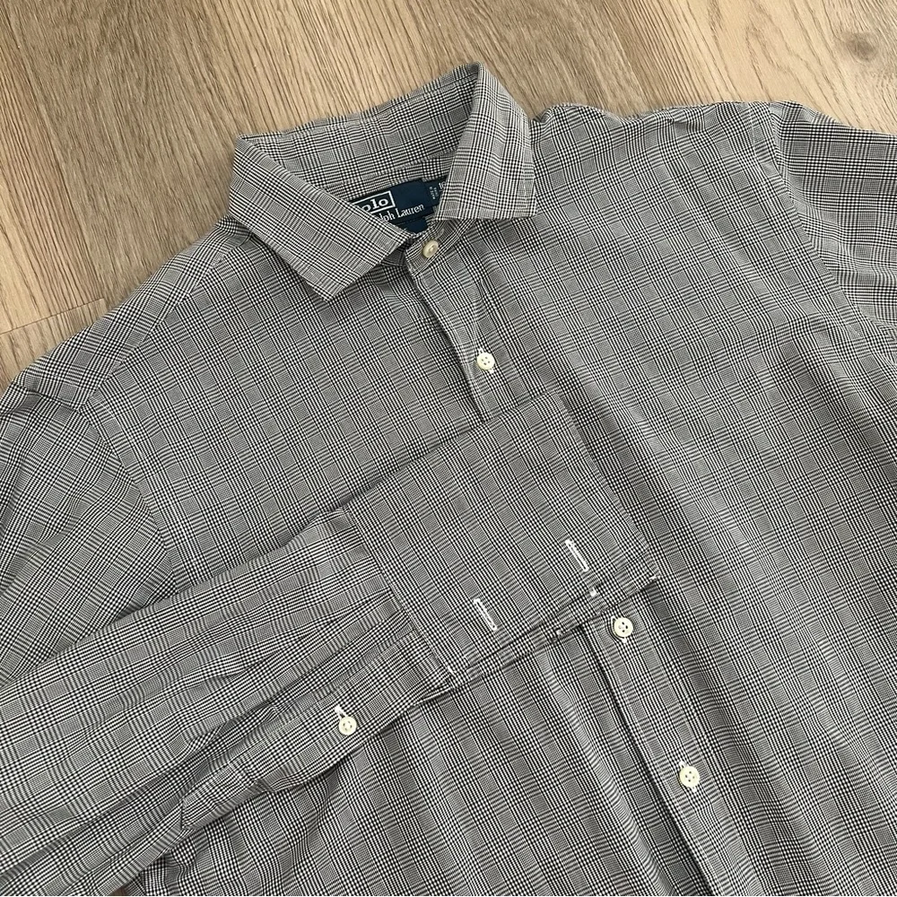 Polo Ralph Lauren Estate Custom Fit Gray Check Dress Shirt Size 16.5 / 42